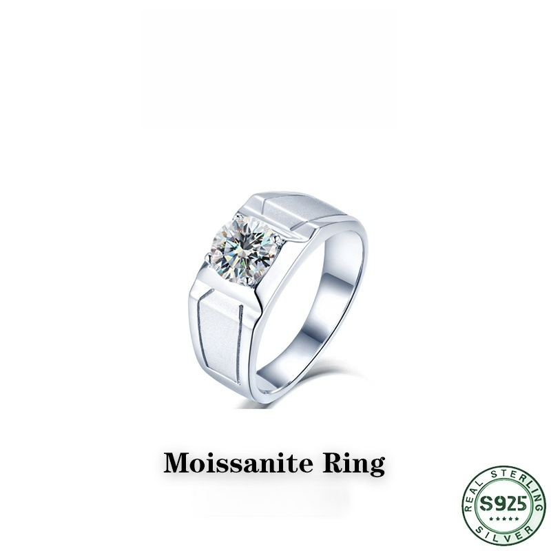 Moissanite Engagement Ring 1 Carat - Bague en argent sterling 925 très