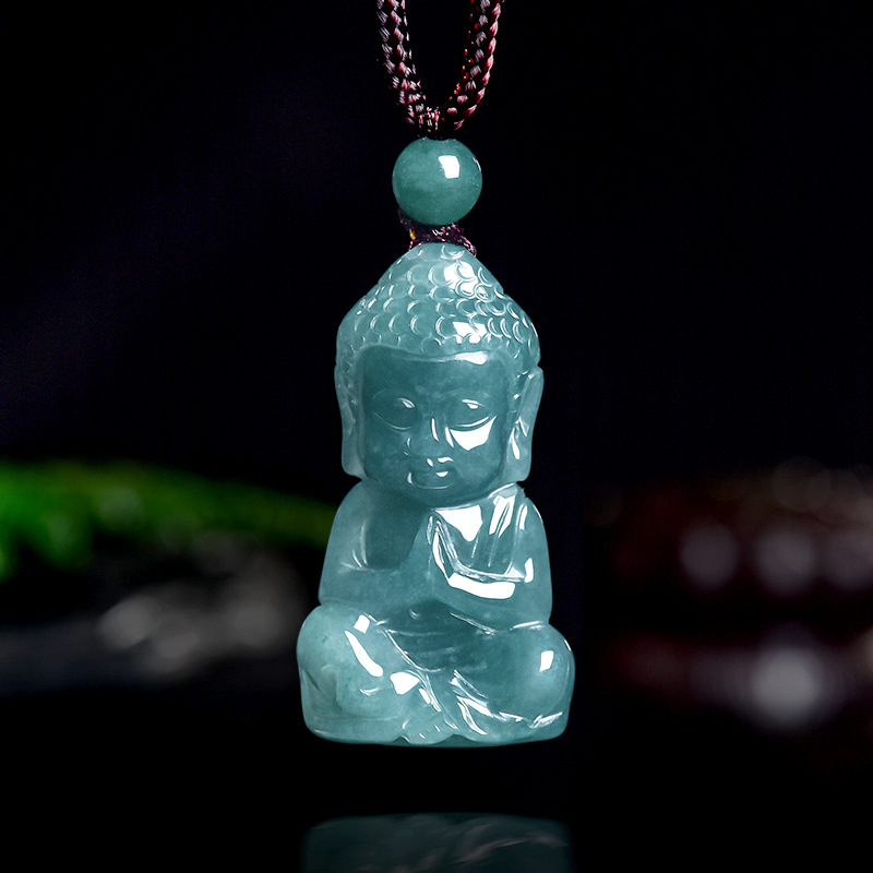 Necklaces - Collier Pendentif Bouddha Bébé en Jade