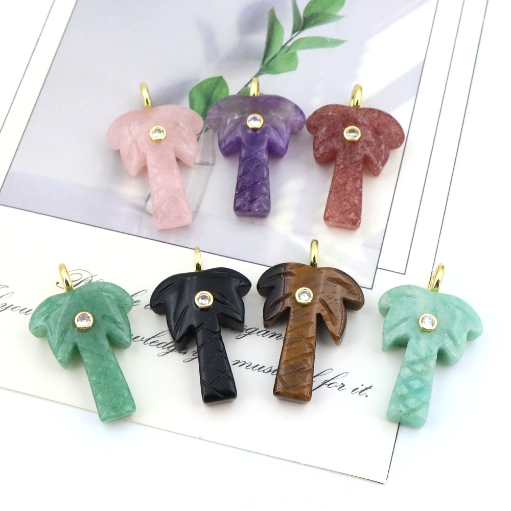Crystal Pendant Necklace Natural Stone - Pendentif en pierre naturelle en forme