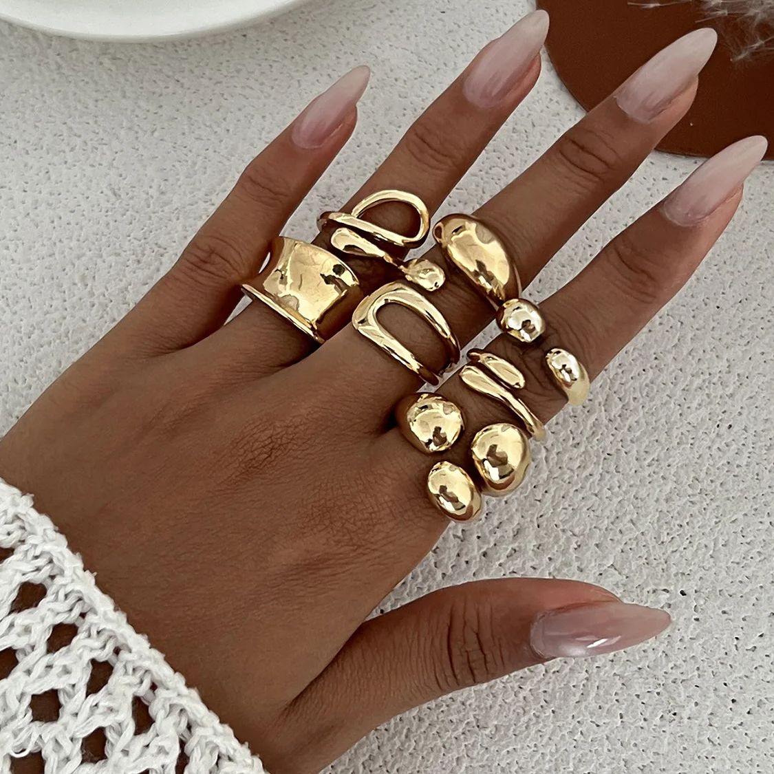 Vintage Punk Knuckle Rings Set - DIEZI un ensemble de bagues géométriques