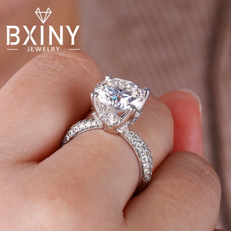 Moissanite Engagement Ring 1 Carat - BXINY D couleur 5CT Moissanite anneaux