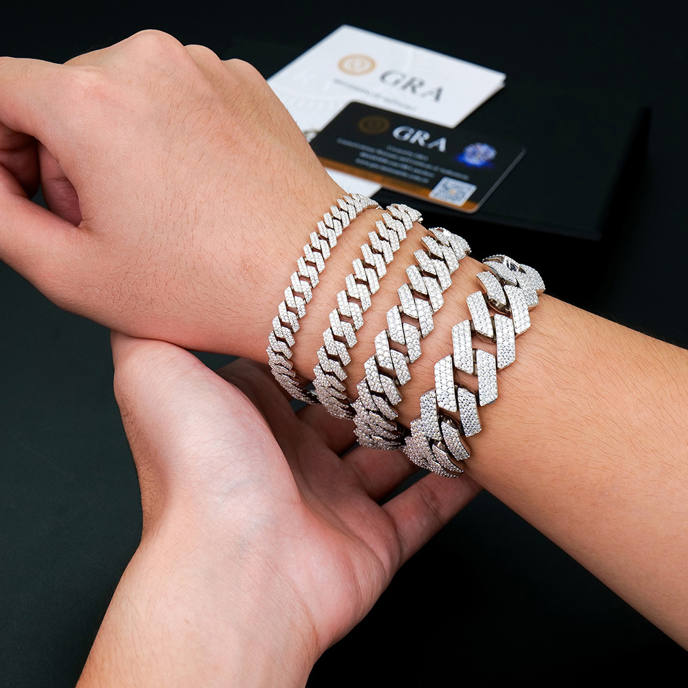 Cuban Link Chain 12Mm - Bracelet chaîne cubaine en moissanite certifiée