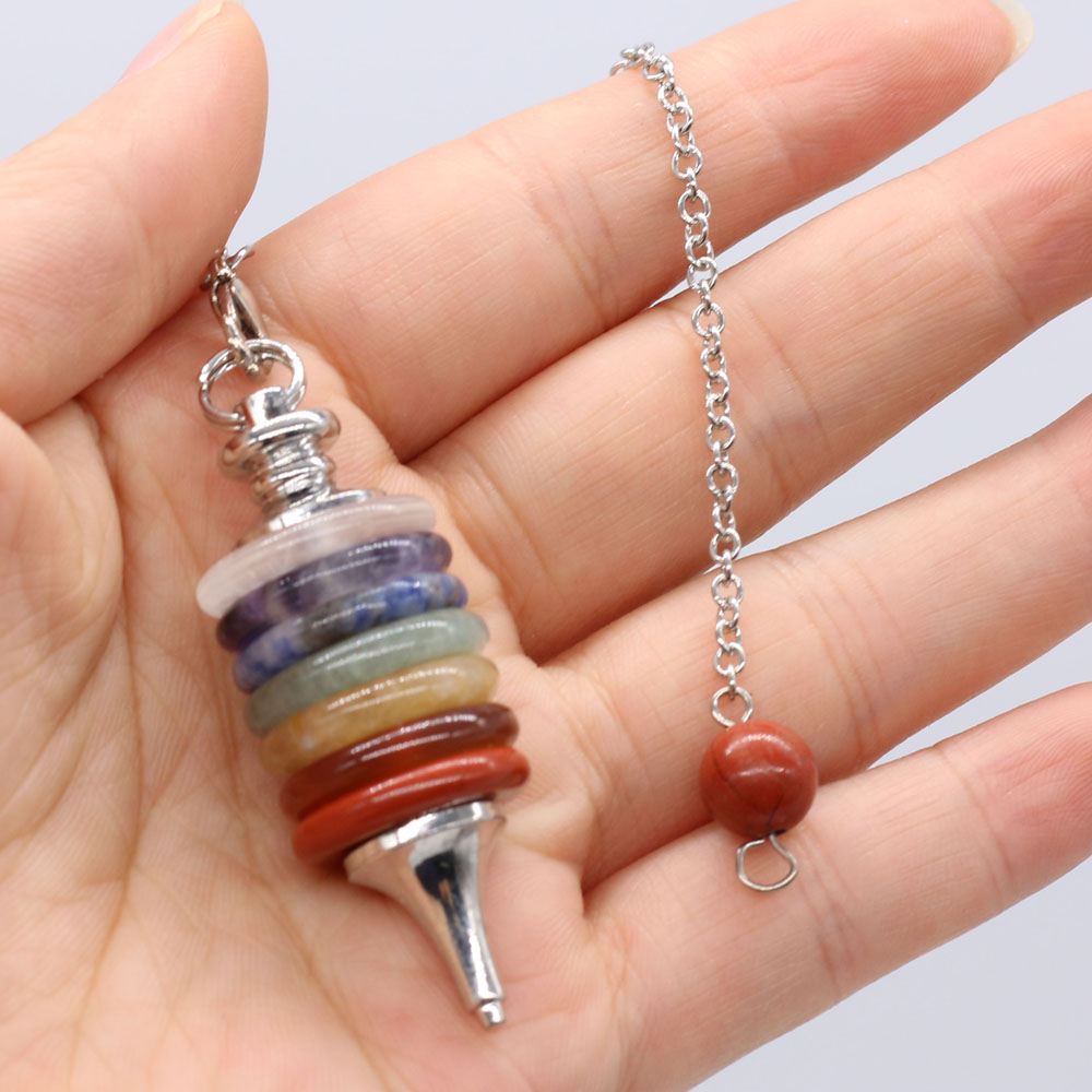 Crystal Pendant Necklace Natural Stone - Pendule Chakra en Pierre Naturelle, Radiesthésie,