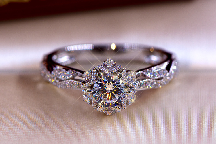Moissanite Engagement Ring 1 Carat - Bague en argent sterling S925 en