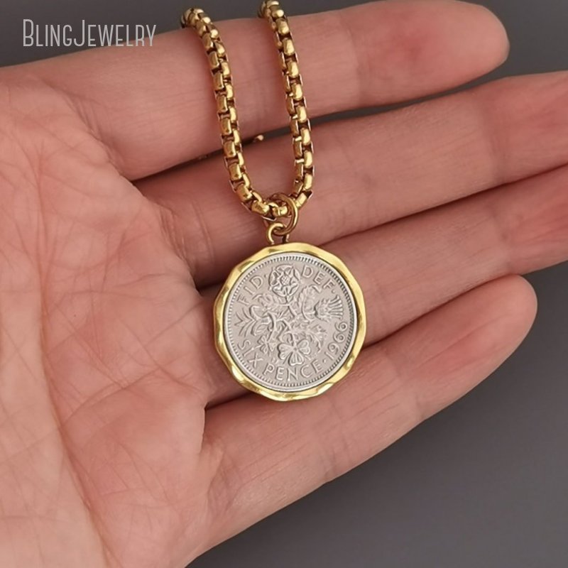 Cross Pendant Necklace Gold - Chaîne de boîte en acier inoxydable