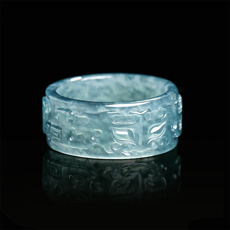 Rings - Bague Taotie en jadéite du Myanmar,