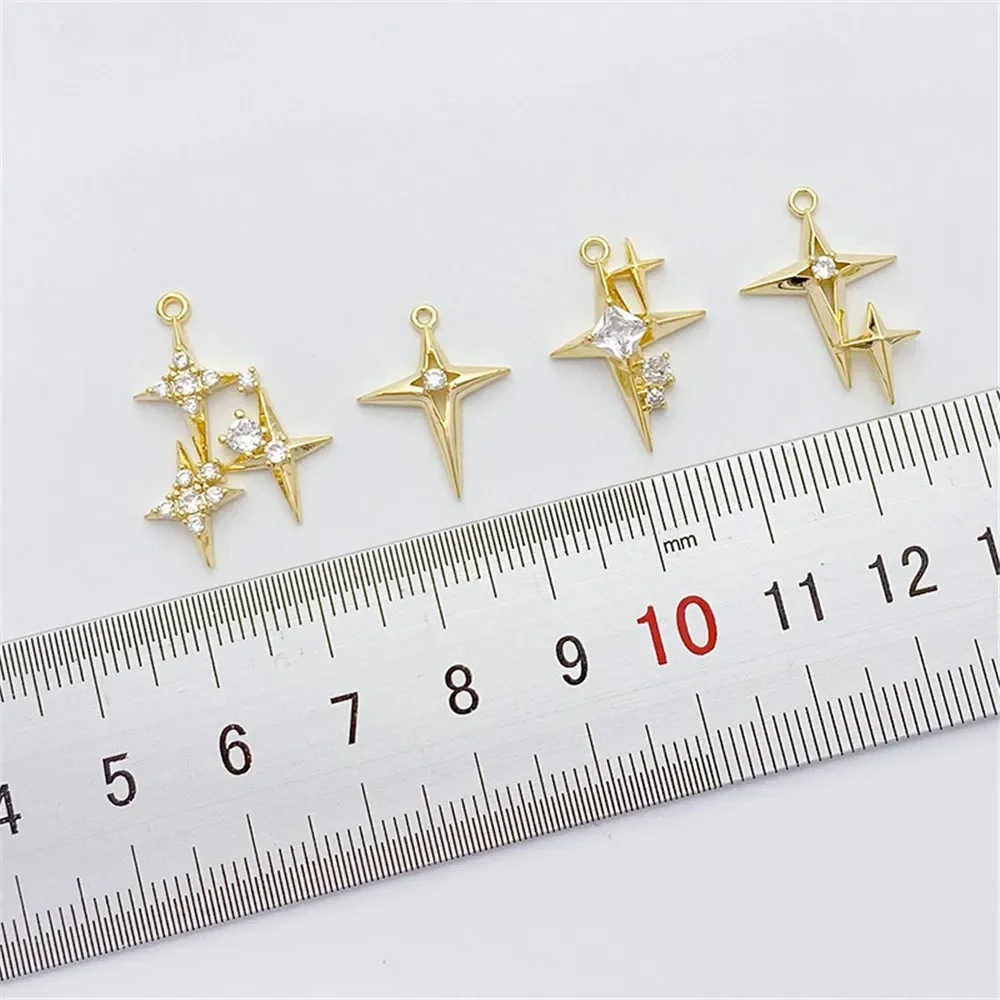 Cross Pendant Necklace Gold - Pendentif étoile croix en Zircon plaqué