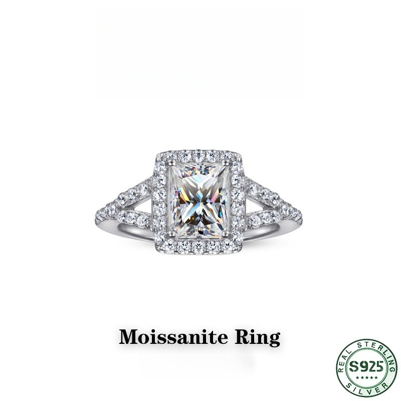 Moissanite Engagement Ring 1 Carat - Bague en argent 100 % S925