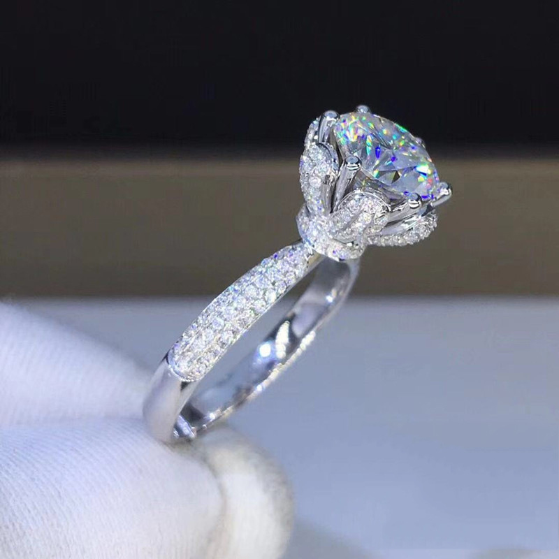 Moissanite Engagement Ring 1 Carat - Bague en Morganite, diamant de laboratoire