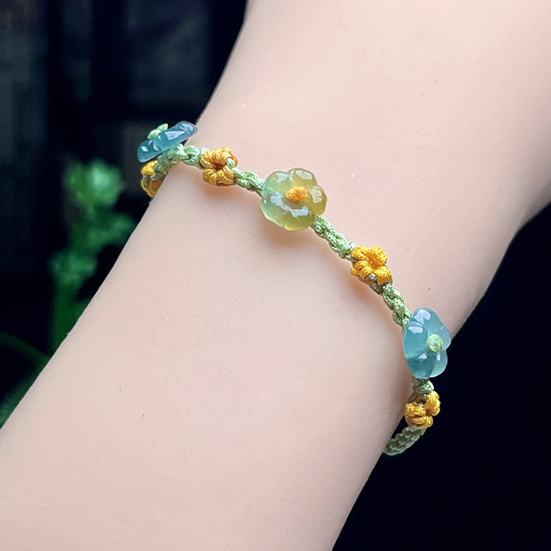 Bracelets - Bracelet à fleurs en jadéite du