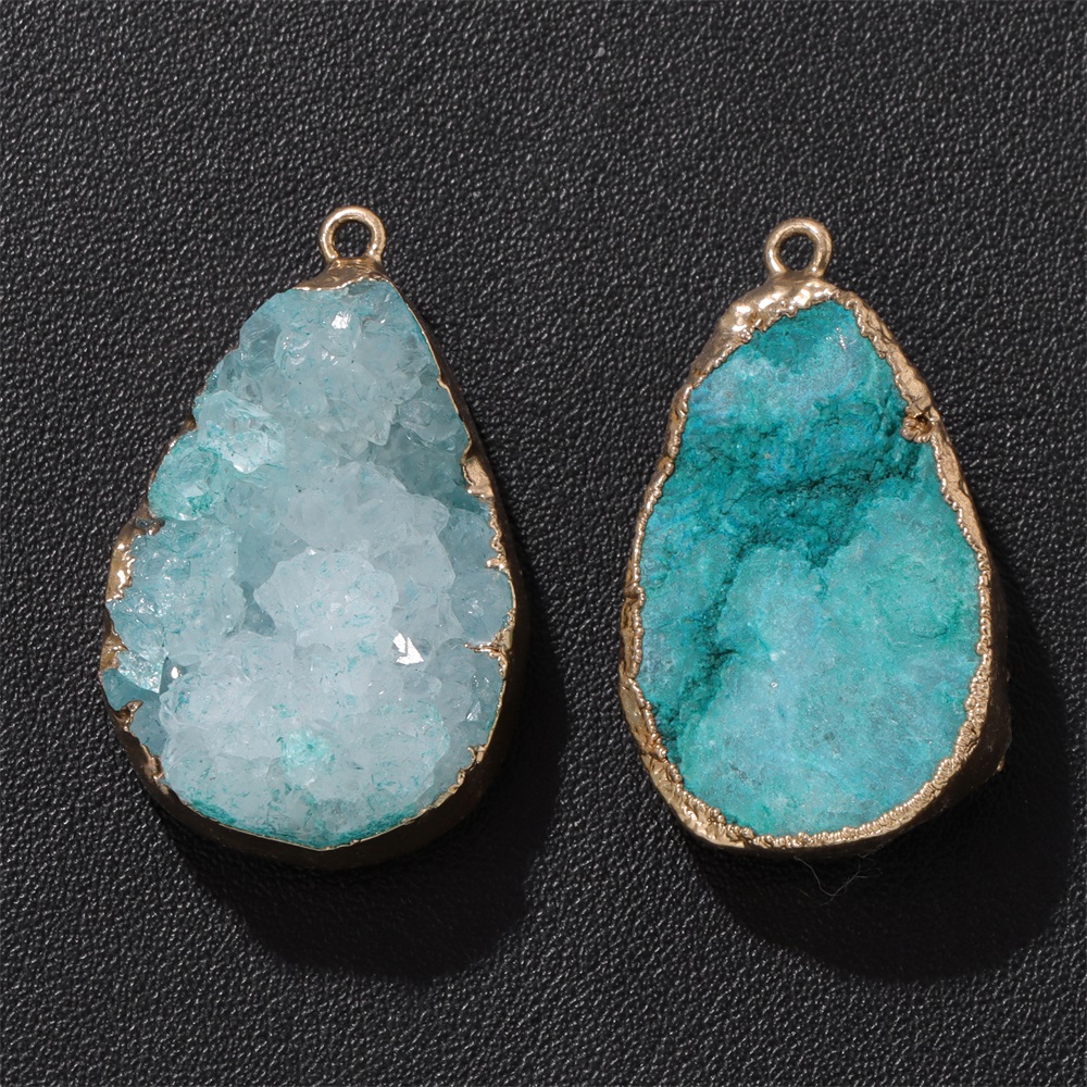 Crystal Pendant Necklace Natural Stone - Pendentif géode d'agate naturelle 25x38mm, 1