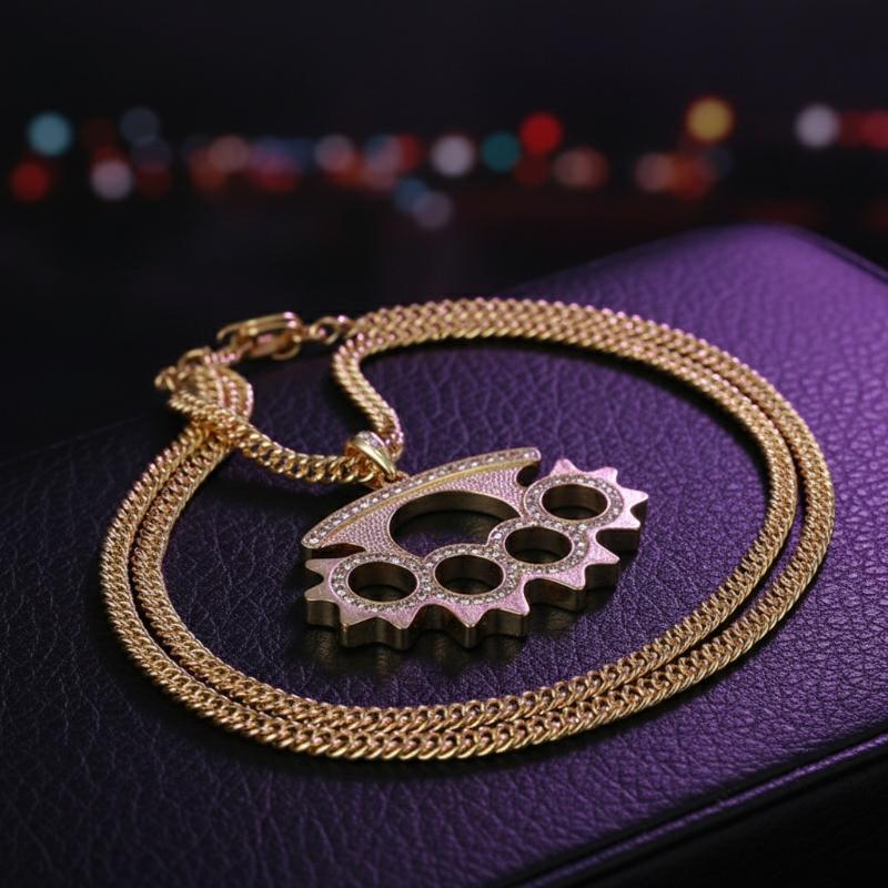 Layered Pendant Necklace Aesthetic - Collier pendentif Y2K punk en acier