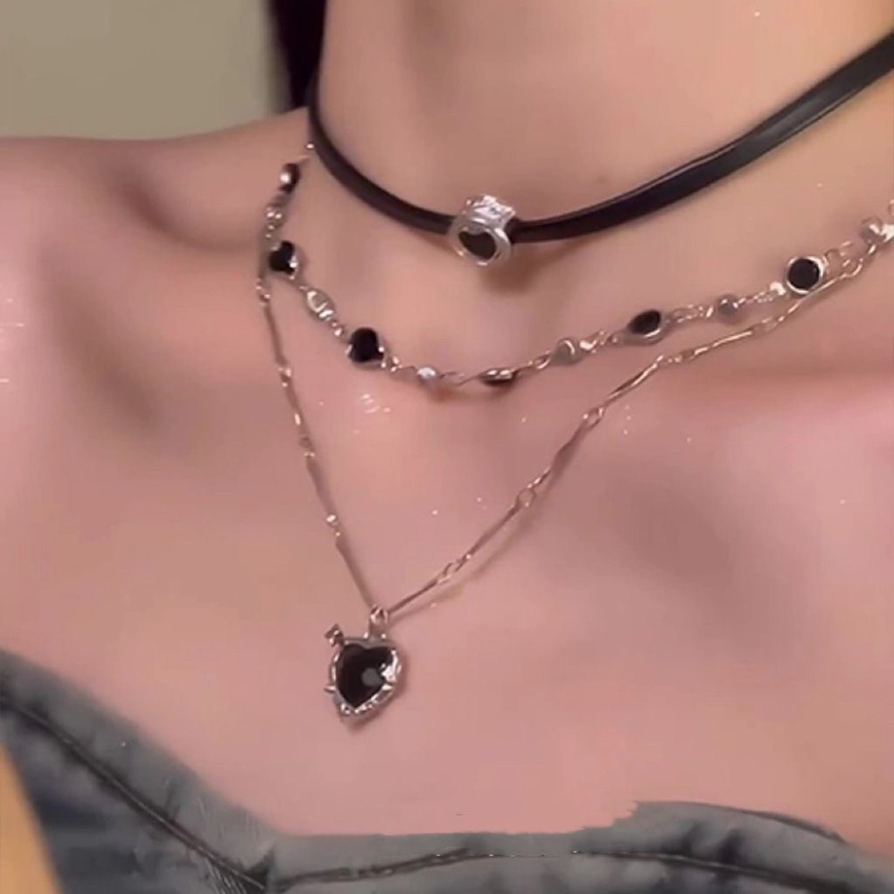 Layered Pendant Necklace Aesthetic - Collier gothique avec pendentif en forme