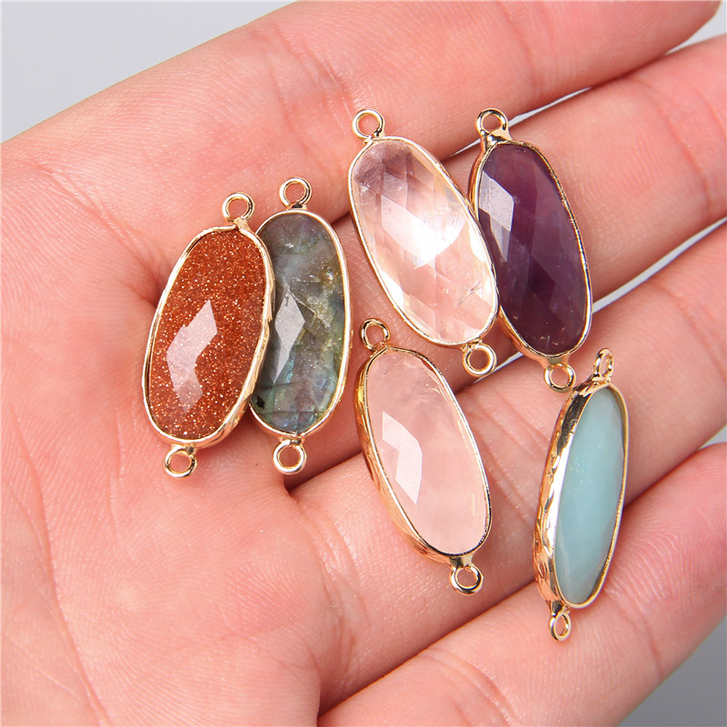 Crystal Pendant Necklace Natural Stone - Connecteur en pierre de cristal naturelle