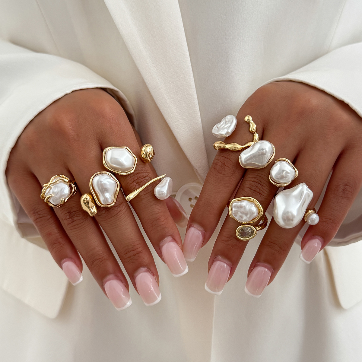 Vintage Punk Knuckle Rings Set - 7 pièces/ensemble couleur or irrégulière Imitation
