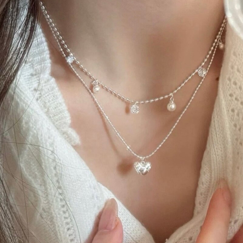 Layered Pendant Necklace Aesthetic - Collier ras du cou double couche