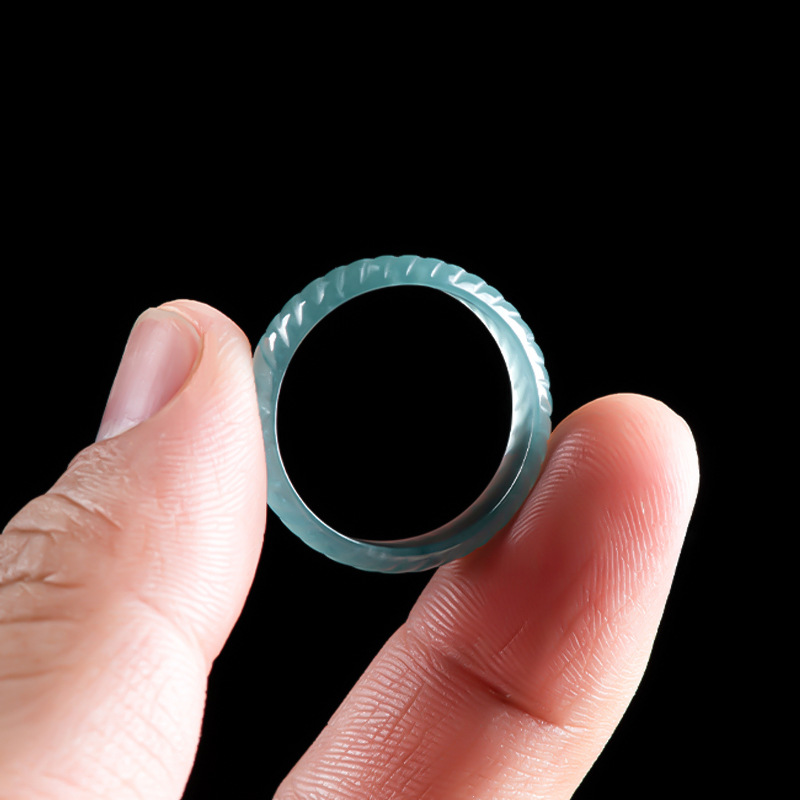 Rings - Bagues en jadéite birmane véritable bleue,