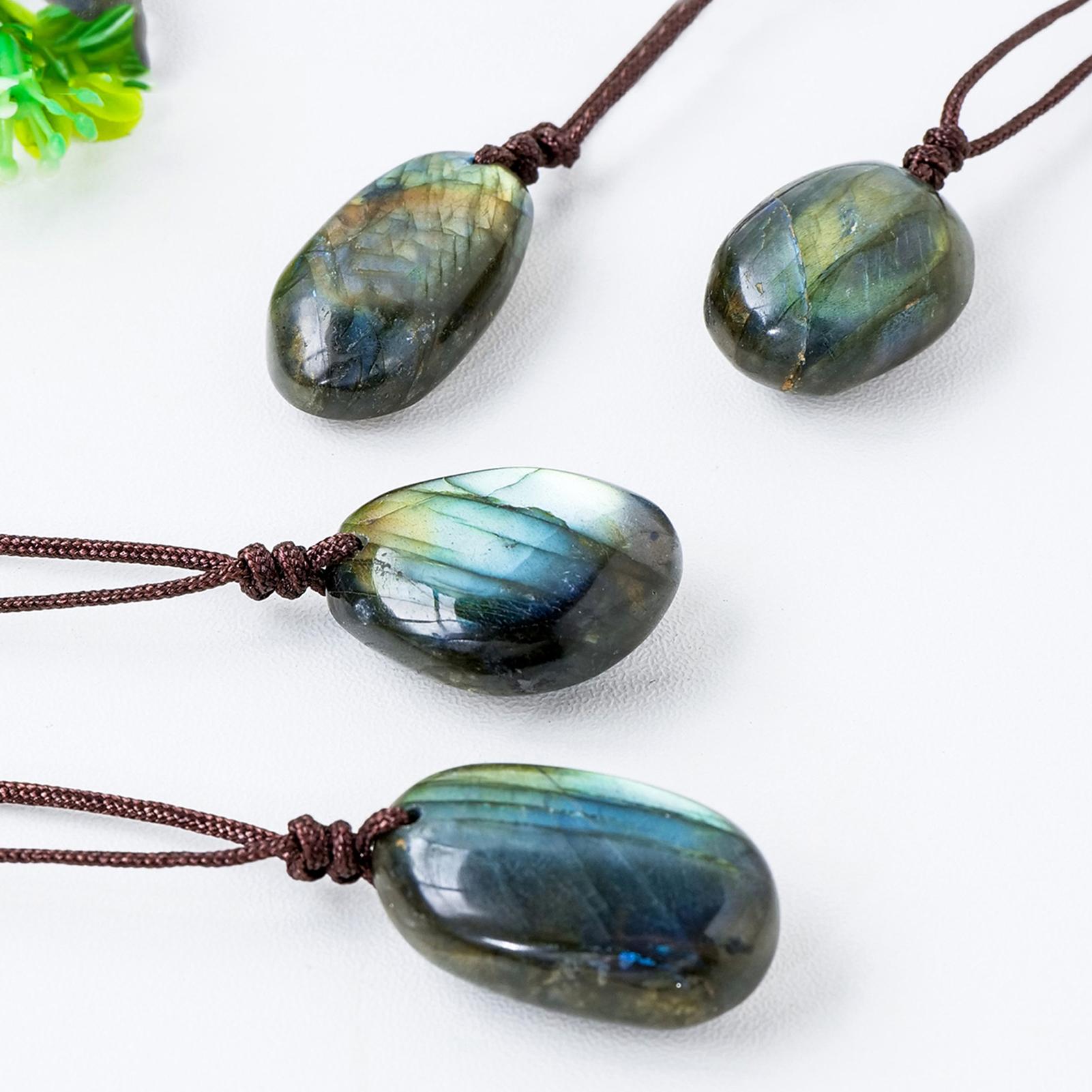 Crystal Pendant Necklace Natural Stone - Colliers avec pendentif en Labradorite naturelle