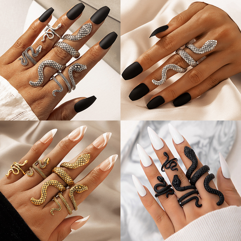 Vintage Punk Knuckle Rings Set - Ensemble de bagues Punk en forme