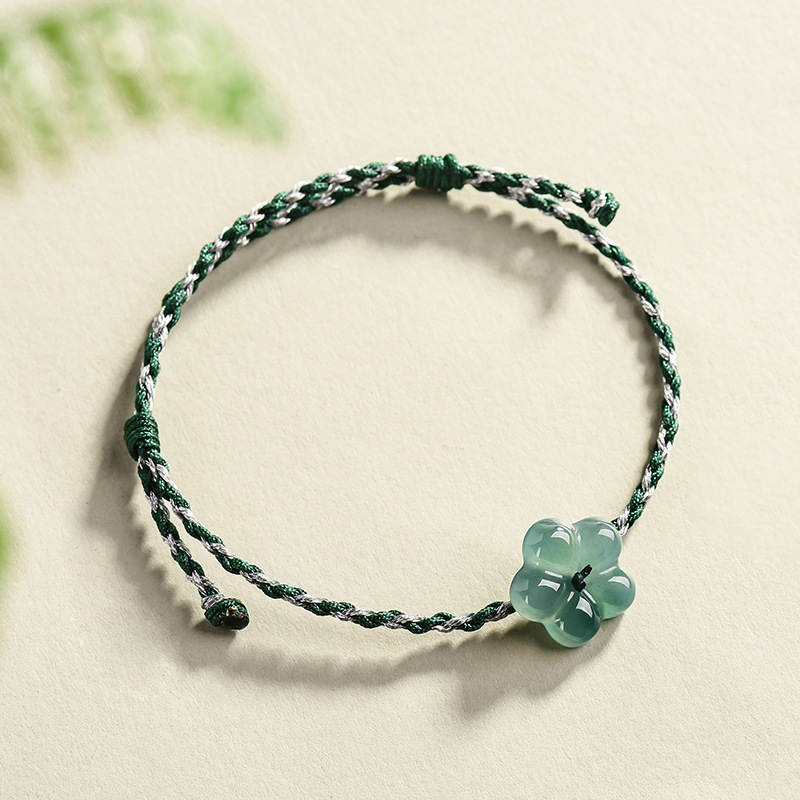 Bracelets - Bracelet à fleurs en jadéite birmane,