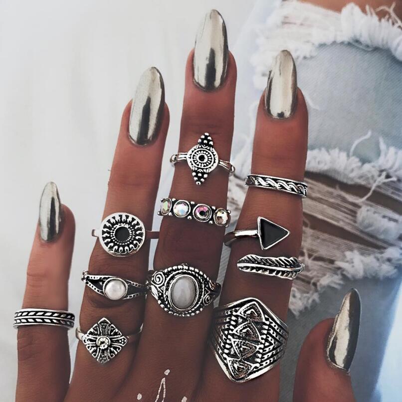 Vintage Punk Knuckle Rings Set - Meyfflin Vintage Knuckle bague ensemble pour