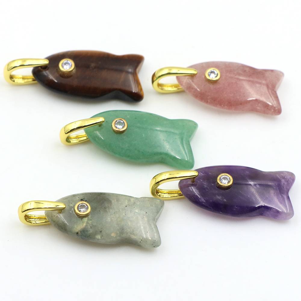 Crystal Pendant Necklace Natural Stone - Pendentif en pierre naturelle en forme