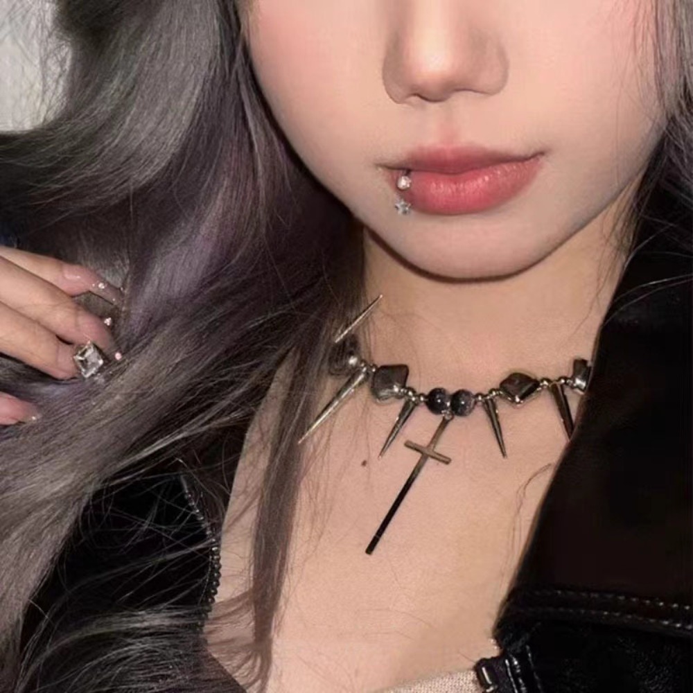 Goth Punk Spike Choker - Collier ras du cou Y2K Subculture