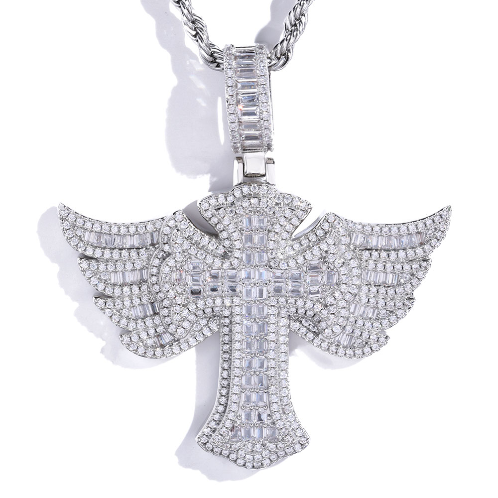 Cross Pendant Necklace Gold - Hip Hop Full Diamond Plaqué Or