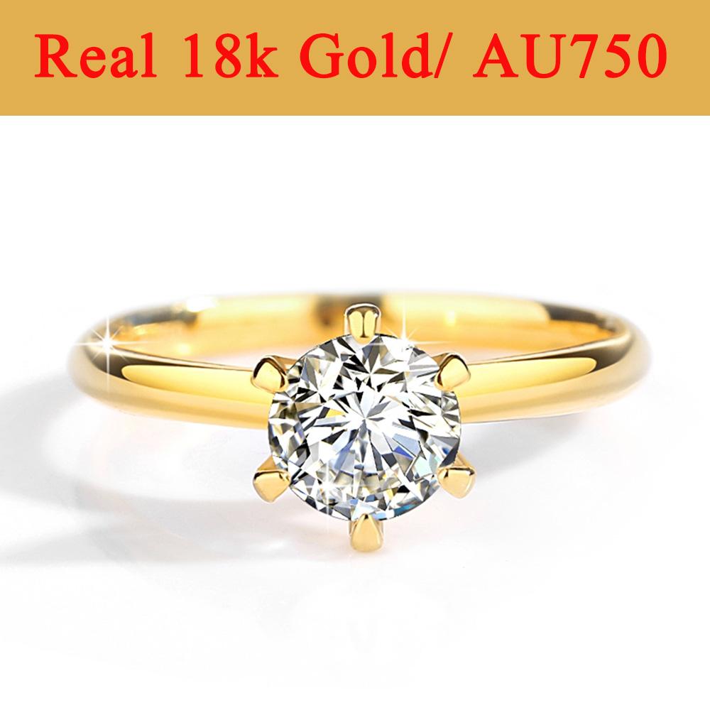 Moissanite Engagement Ring 1 Carat - Bagues Moissanite en or véritable 18K
