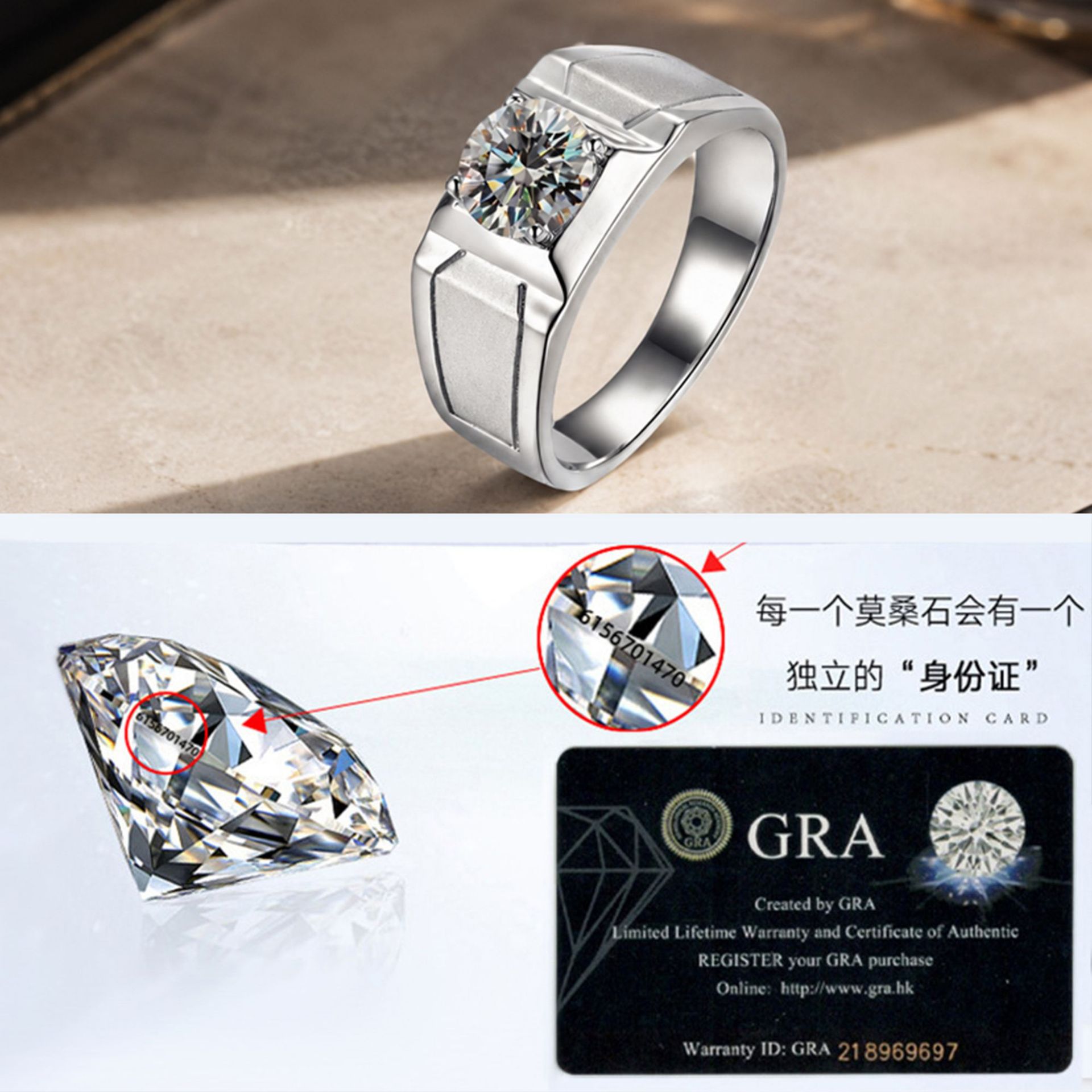 Bague en argent sterling 925 t - Moissanite Engagement Ring 1 Carat avis et prix