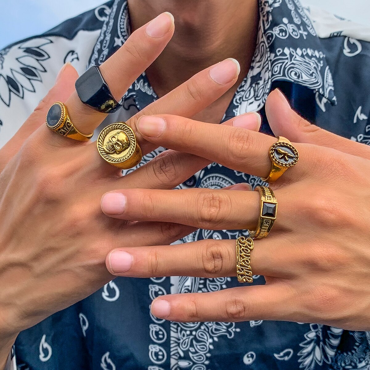 Ensemble d'anneaux de document - Vintage Punk Knuckle Rings Set avis et prix