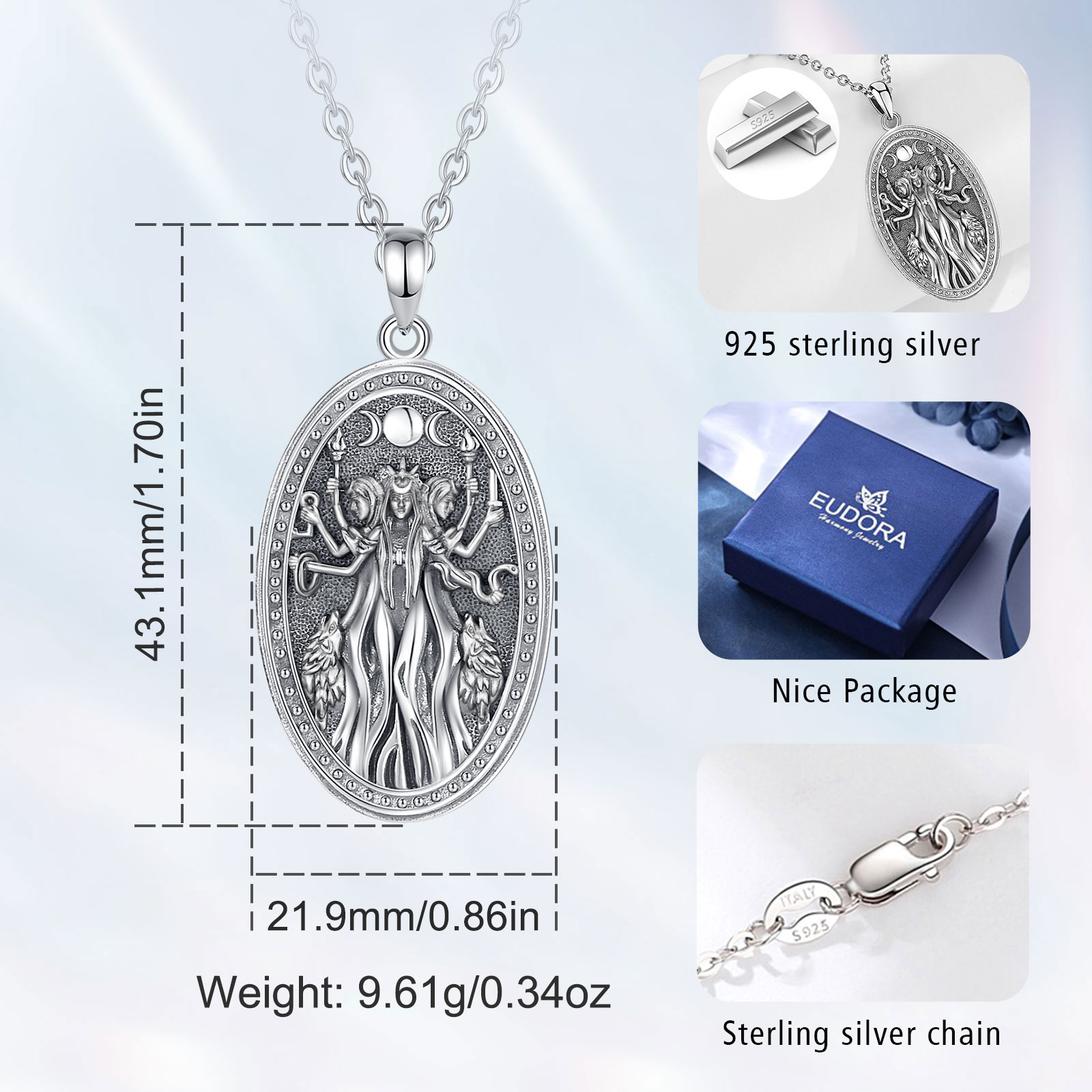 Eudora-Collier de Déesse Tripl - 925 Sterling Silver Chain Necklace Men avis et prix