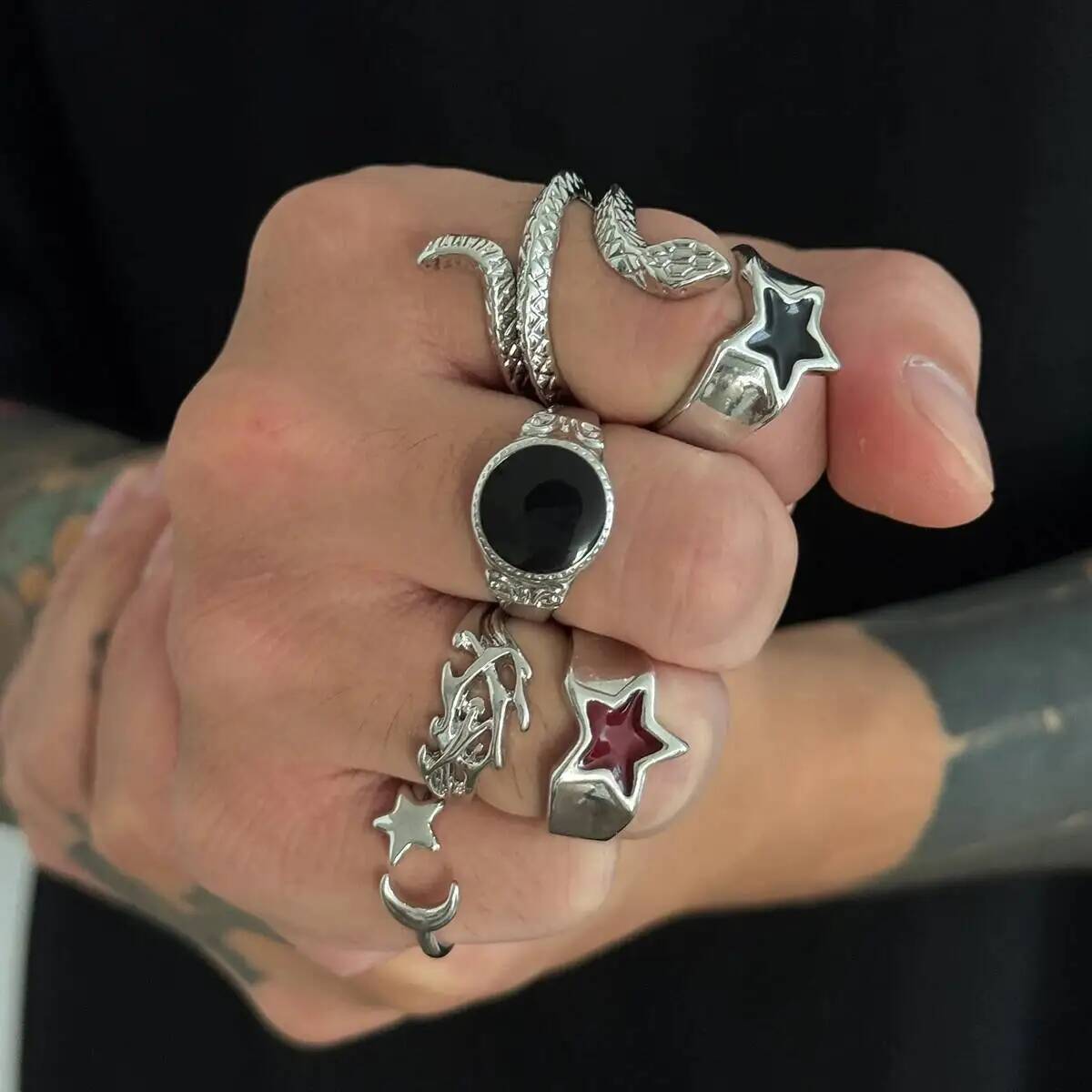KunJoe 6 pièces nouveau Goth s - Vintage Punk Knuckle Rings Set avis et prix