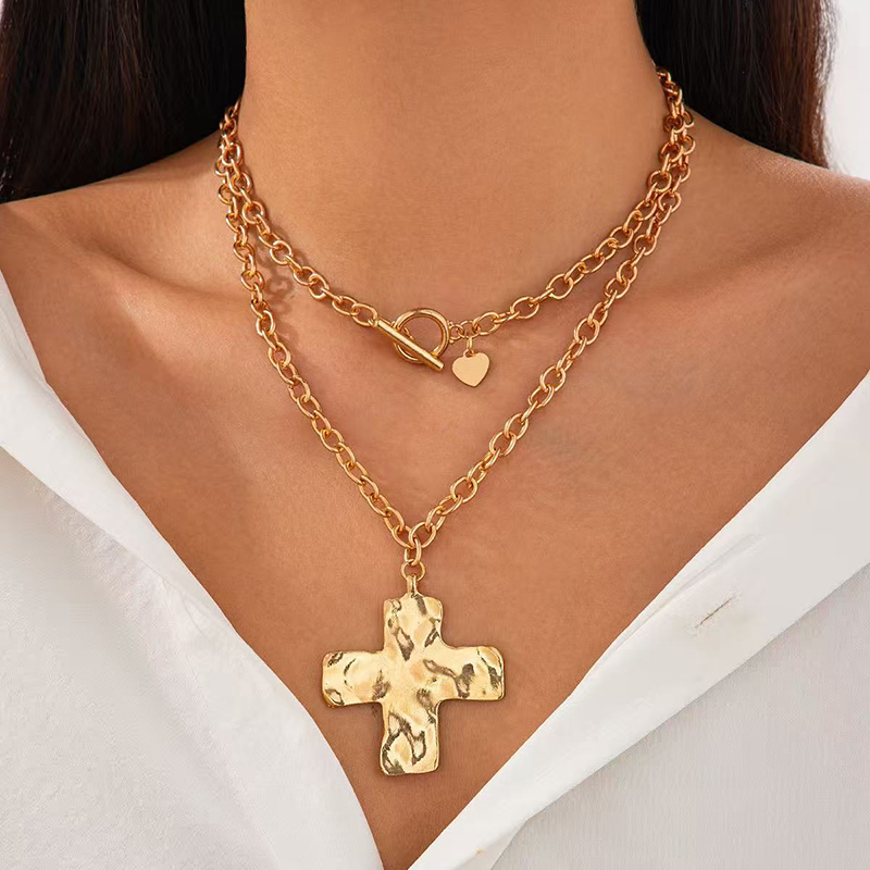 Collier croix épaisse superpos - Cross Pendant Necklace Gold avis et prix