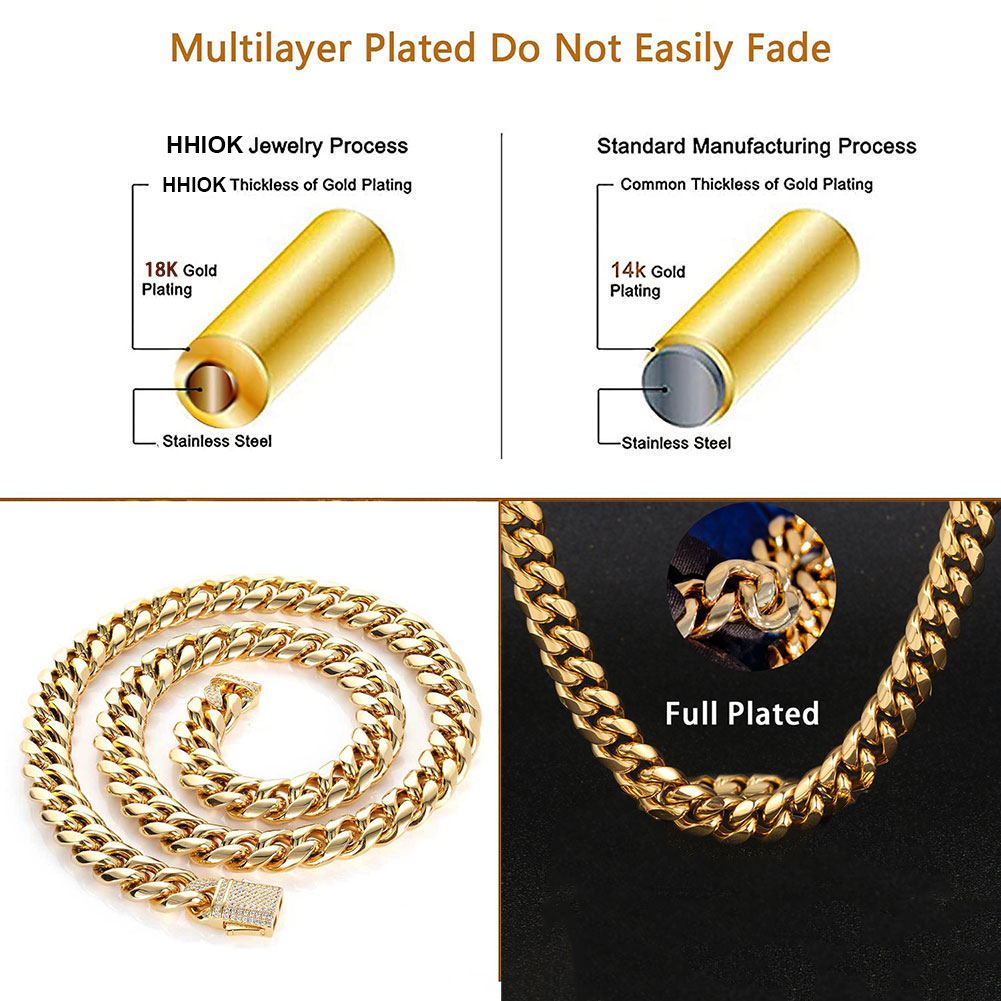 Collier ras du cou en acier in - Cuban Link Chain 12Mm avis et prix