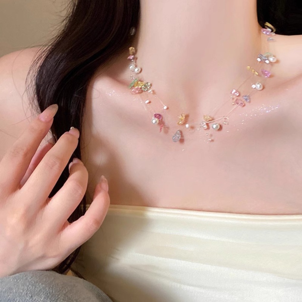 Collier ras du cou en perles d - Layered Pendant Necklace Aesthetic avis et prix