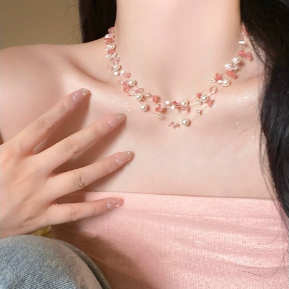 Collier ras du cou en perles d - Layered Pendant Necklace Aesthetic avis et prix
