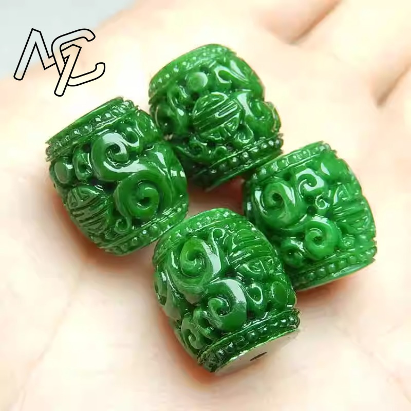 Perles sculptées en Jade vert  - Bracelets avis et prix