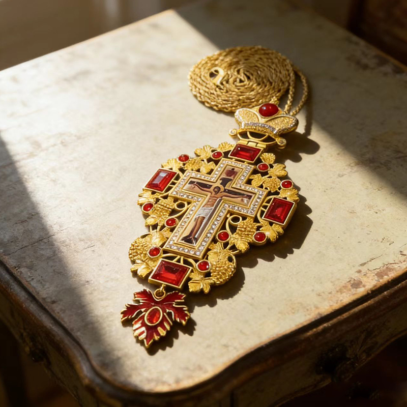 Nouveau Collier Croix Orthodox - Cross Pendant Necklace Gold avis et prix