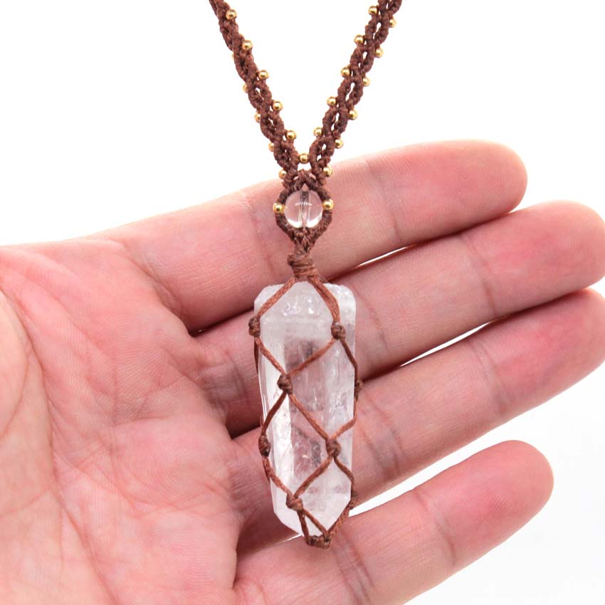 Collier pendentif en pierre tr - Crystal Pendant Necklace Natural Stone avis et prix