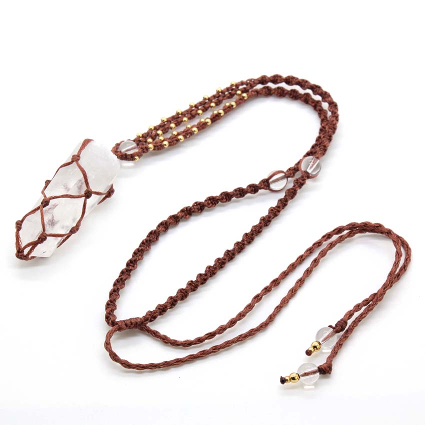 Collier pendentif en pierre tr - Crystal Pendant Necklace Natural Stone avis et prix