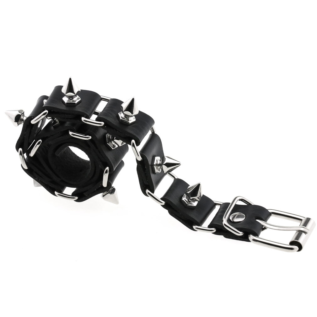 Collier en cuir noir ras du co - Goth Punk Spike Choker avis et prix