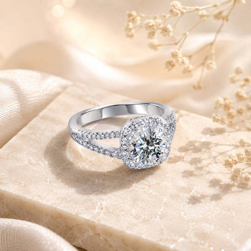 Bague en argent 100% S925, trè - Moissanite Engagement Ring 1 Carat avis et prix