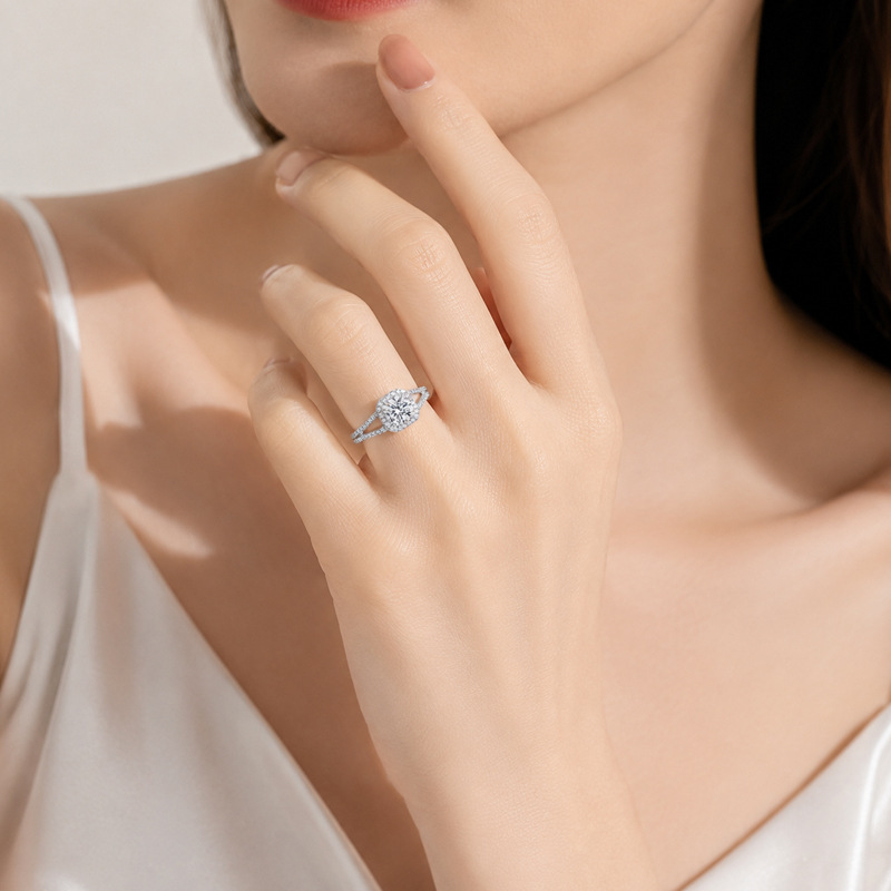 Bague en argent 100% S925, trè - Moissanite Engagement Ring 1 Carat avis et prix