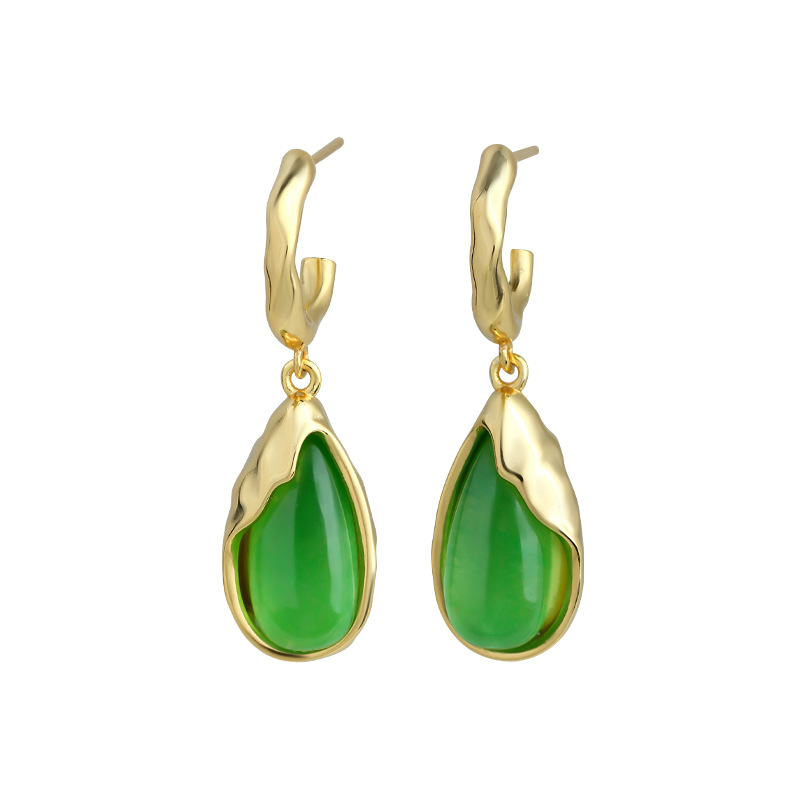 Boucles d'oreilles en jade ver - Earrings avis et prix