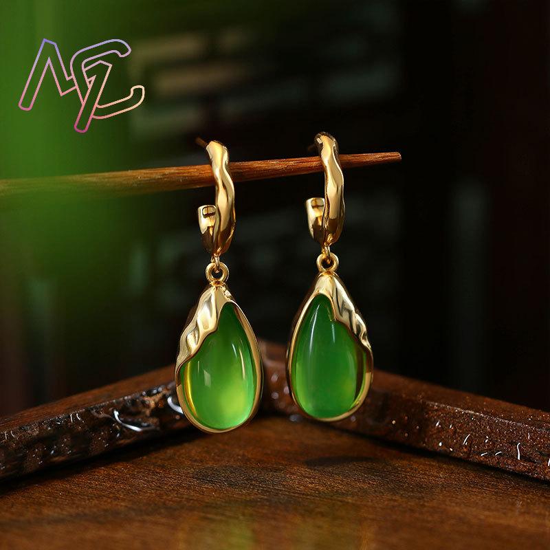 Boucles d'oreilles en jade ver - Earrings avis et prix