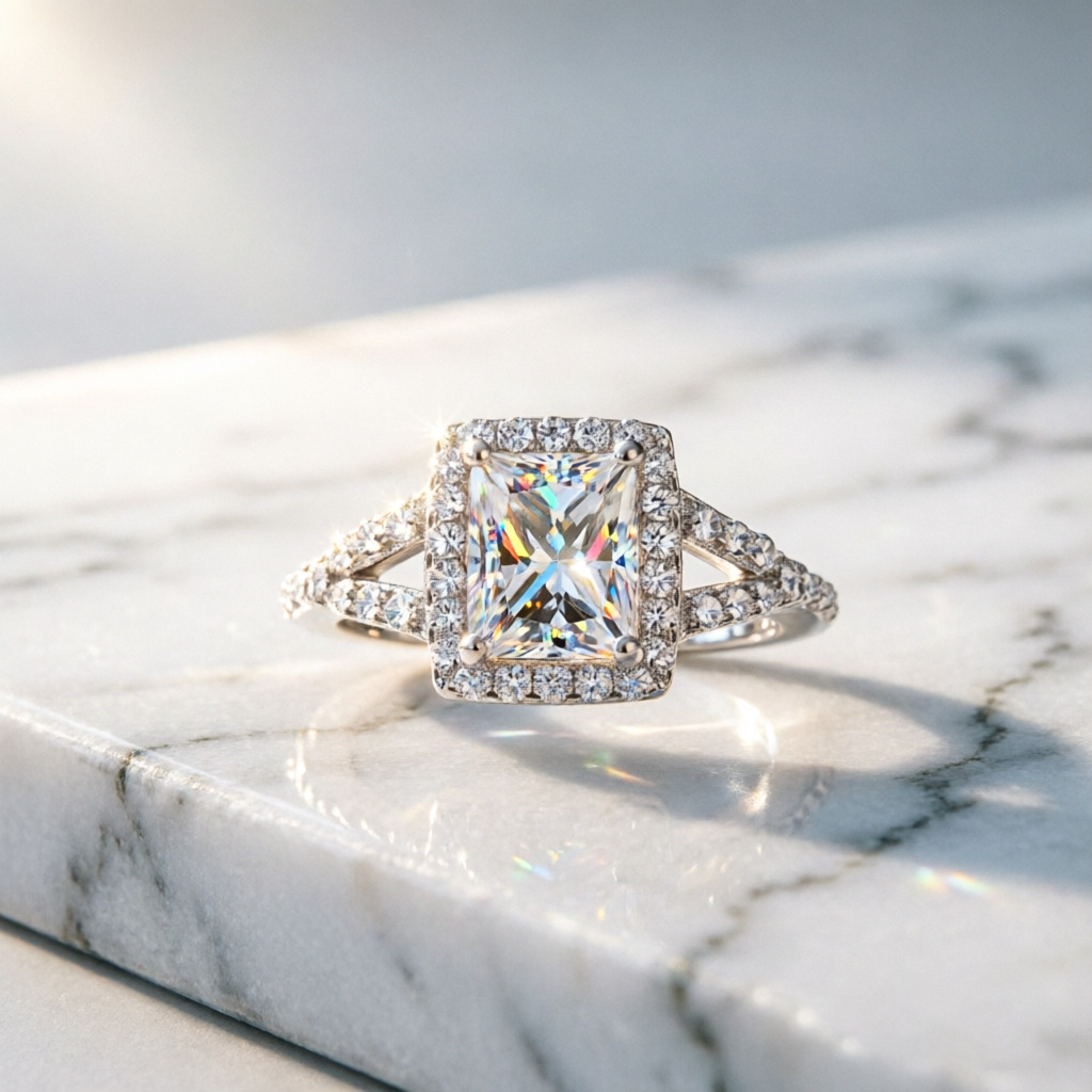 Bague en argent 100 % S925 ave - Moissanite Engagement Ring 1 Carat avis et prix
