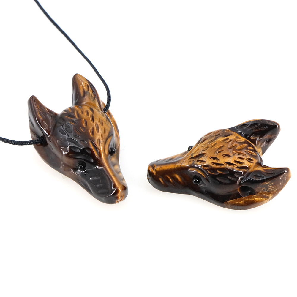 Pendentif tête de loup en pier - Crystal Pendant Necklace Natural Stone avis et prix