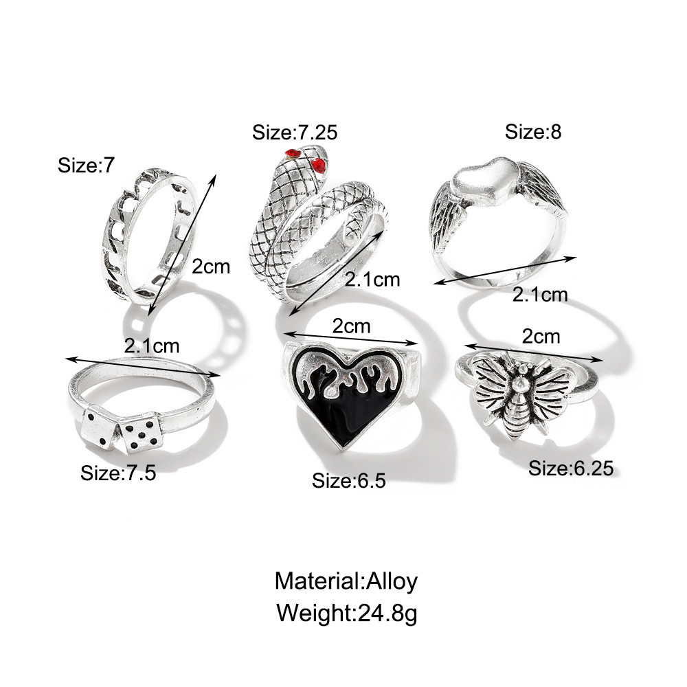Ensemble de 6 bagues vintage p - Vintage Punk Knuckle Rings Set avis et prix