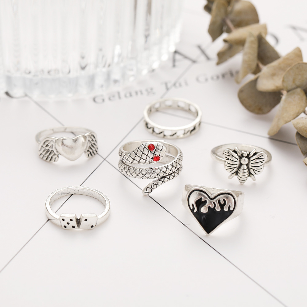 Ensemble de 6 bagues vintage p - Vintage Punk Knuckle Rings Set avis et prix